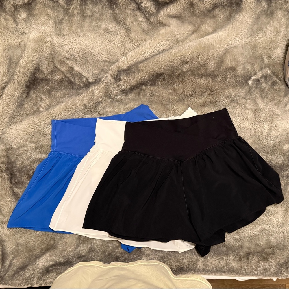 Aerie Women's Athletic Shorts - Black, Blue, and White